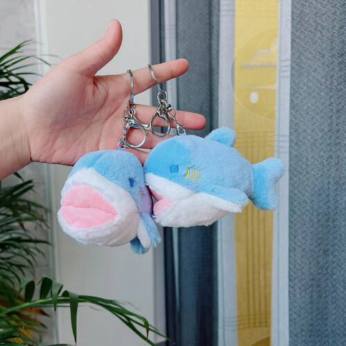 Cross-border shark and whale simulation plush toy keychain pendant marine life ragdoll doll