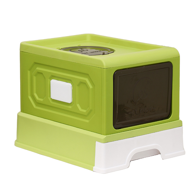 Super gran lavabo de arena para gatos completamente cerrado tipo cajón anti-splashing grueso lavabo de arena para gatos con frotador de cabello en stock