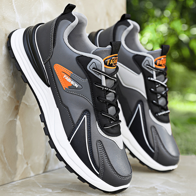 Zapatos Deportivos de Primavera para Hombre, Nuevos Zapatos Casuales de Cuero Impermeables Antideslizantes Negros para Hombre, Zapatos Deportivos para Correr para Hombre