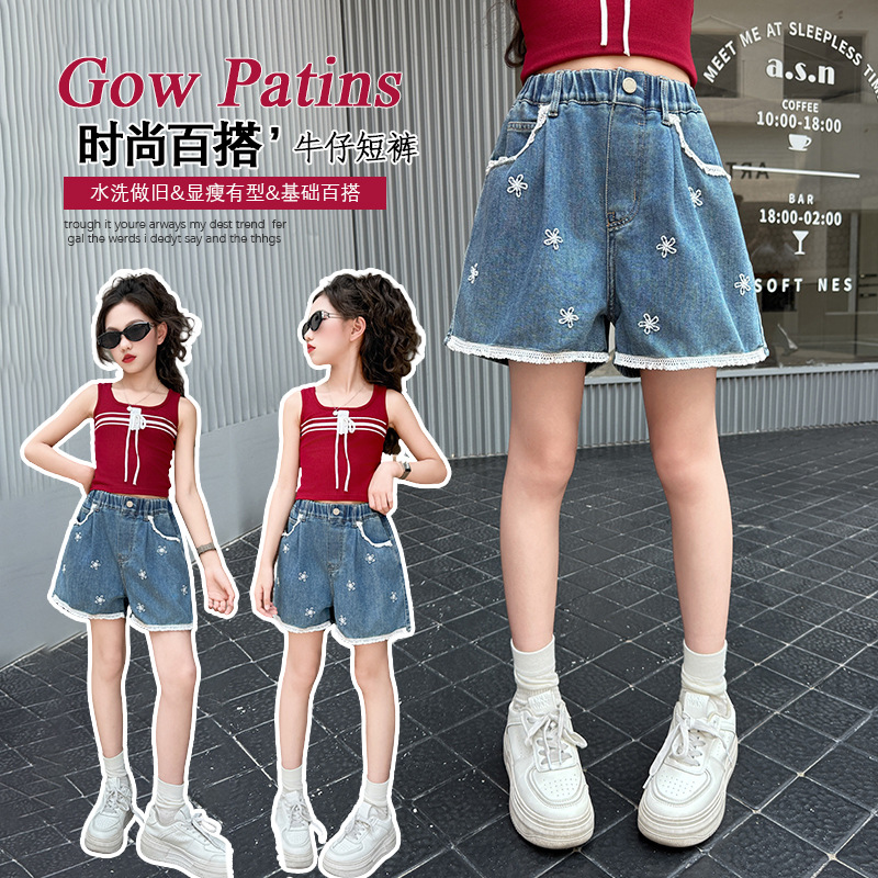 Girls' Summer Thin Pants 2025 New Stylish Children's Clothing Lightweight Summer Jeans Children's Shorts Summer