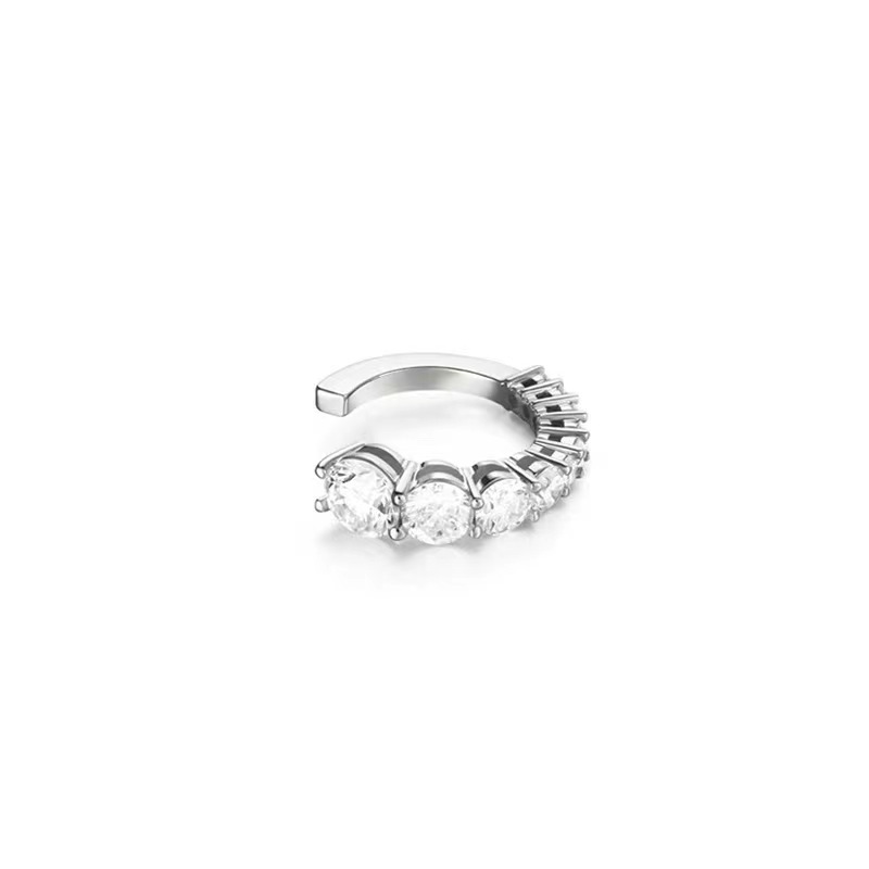 Orecchini a clip per orecchie Orecchini in metallo con temperamento semplice e alla moda da donna Orecchini a forma di C intarsiati con diamanti multistrato europei e americani_voghion.com
