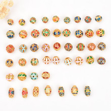 古法金保色烧蓝滴油珐琅通孔圆球球珠diy饰品隔珠串珠配件