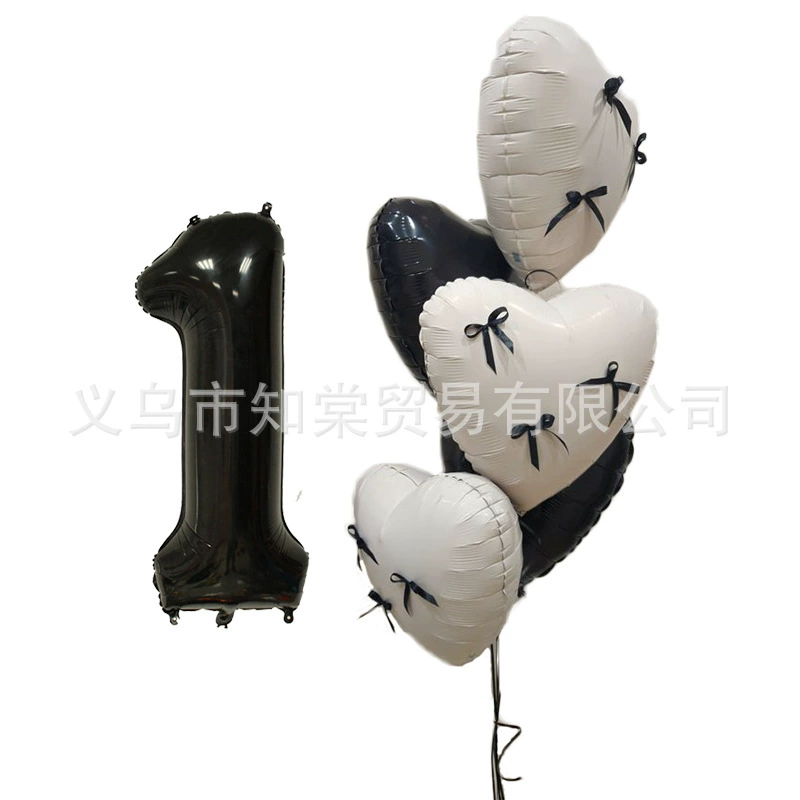 Трансграничный балет ветер лук любовь алюминиевая пленка воздушный шар 32-дюймовый черный цифровой воздушный шар день рождения украшения