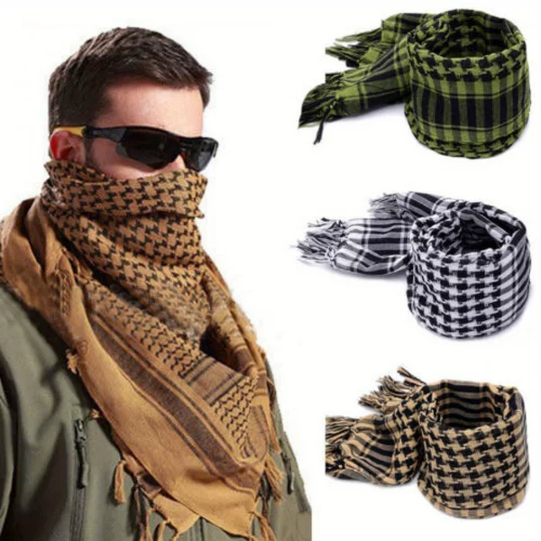 26 Network Silk Houndstooth Square Scarf Headscarf Outdoor Military Tactical Foreign Trade Tassel Desert Scarf Cross-Border In-Stock