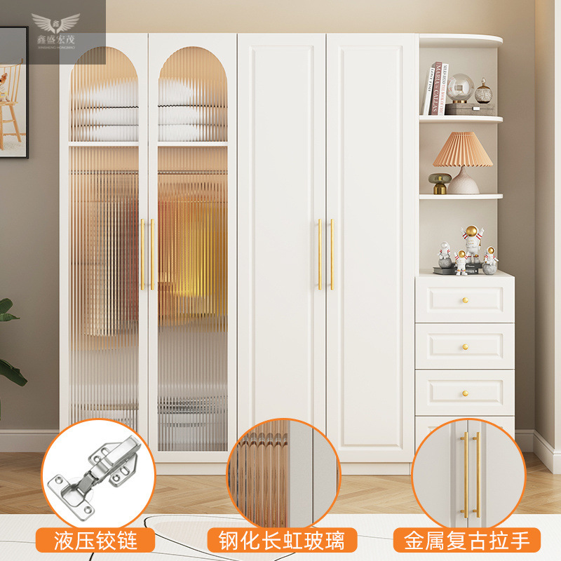 Xin Sheng Hongmao multicapa crema armario italiano armario de madera maciza dormitorio casero fácil ensamblaje armario de almacenamiento
