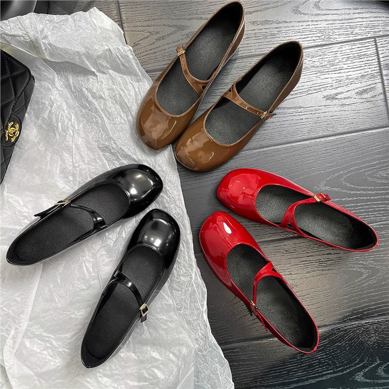 现货秒发！时尚百搭新款韩版小众高级感漆皮扣带粗跟玛丽珍女鞋单