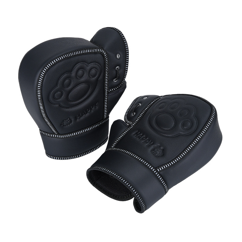 Universal Electric Motorcycle Handlebar Cover Winter Warm Windproof Riding Gloves (Handlehold cover) - black-stamped-windproof-warm