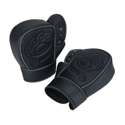 Electric Motorcycle Handlebar Gloves, Winter Warm, Thickened, Fleece-Lined, Windproof, Suitable for Riding, Delivery, and Driving, Universal Gloves (Handlehold cover) - black-steel-stamp-windproof-warm-one-size