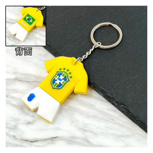 Football Club World Cup National Team Emblem PVC Mini Ball Keychain: Salah, Paris, Messi, Ronaldo