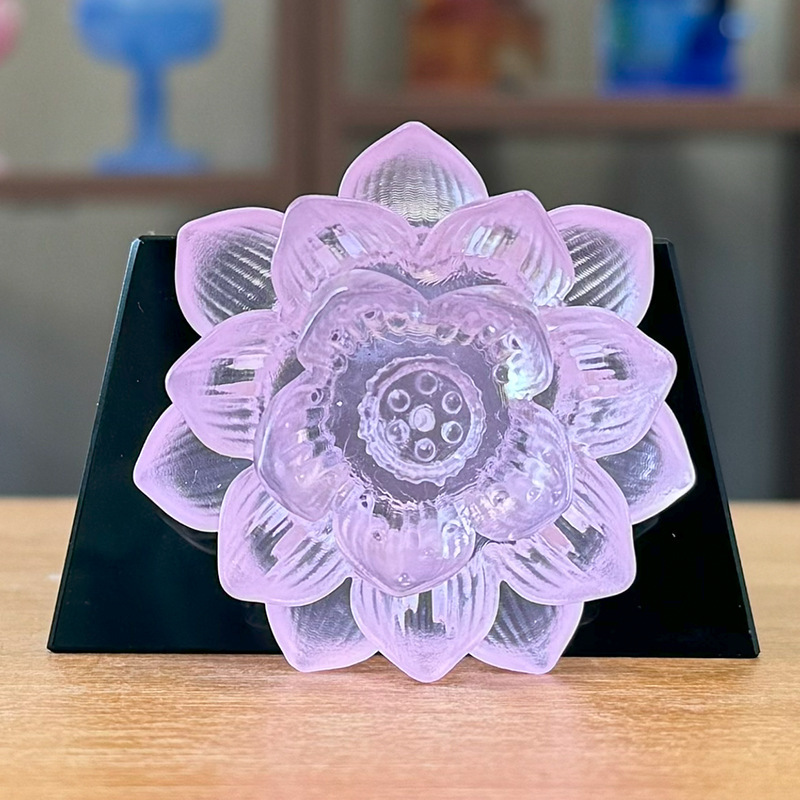 琉璃厂家直销失蜡法古法琉璃粉色莲花线香插立体花瓣花朵颜色可改|undefined