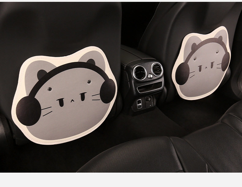 Headphone Catwoman Cute Cartoon Car Seat Back Anti-Kick Pad Car Seat Back Anti-Stain Pad Back Pocket Hanging Type