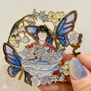 Champion Shatou Combination Metal Badge Customized Character Sports Star Table Tennis Creative Hollow Quicksand Brooch Customized