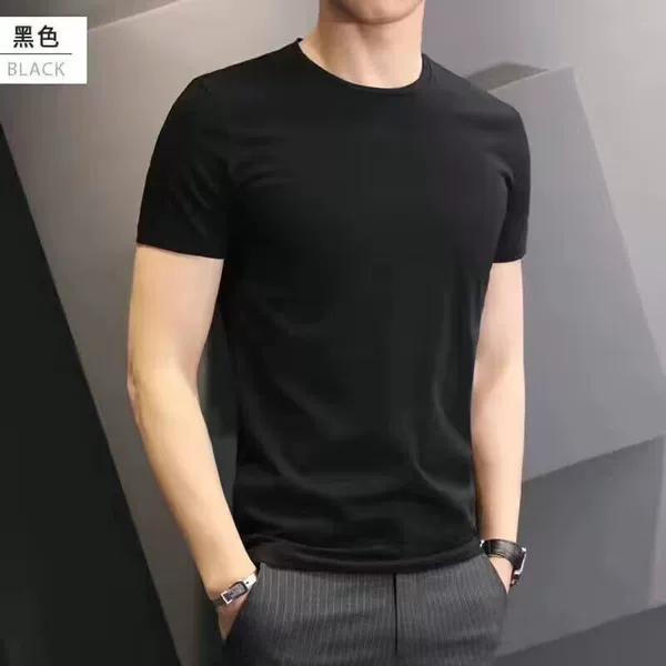 Set short T black round collar