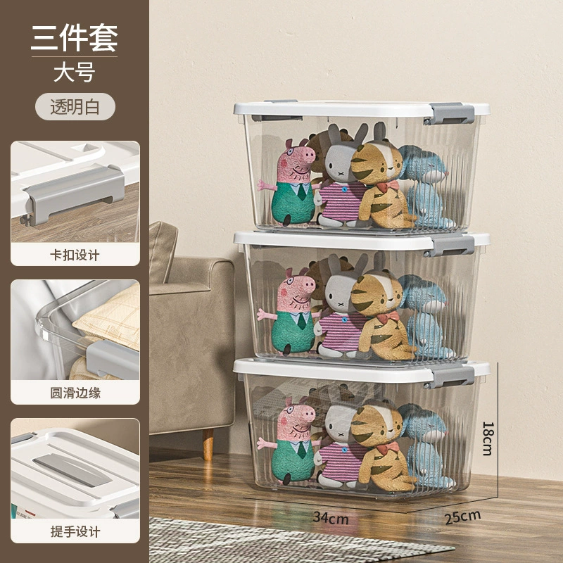 Storage Box, Extra Large Transparent Plastic, Thick Reinforced Walls, Stackable with Wheels