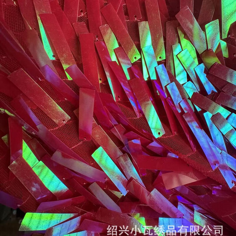 Manufacturer's New Model of Dancing Fairy Tassel Long Sword-Shaped Iridescent Pink Sequin Dress Wedding Attire Designer Fabric Manufacturer's New Model of Dancing Fairy Tassel Long Sword-Shaped Iridescent Pink Sequin Dress Wedding Attire Designer Fabric
