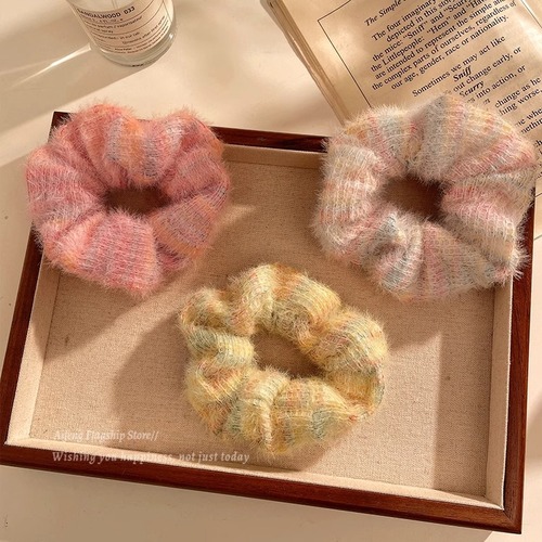 Cute Furry Hair Ties for Autumn & Winter | Simple Rubber Bands for Women | Plush Hair Ropes & Headwear | Elegant, High-Elastic Headbands