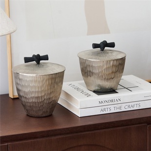 Creative Light Luxury Silver Line Texture Storage Jar Hollow Bowl Light Luxury Home Desktop Decoration Box Fruit Plate Ornaments