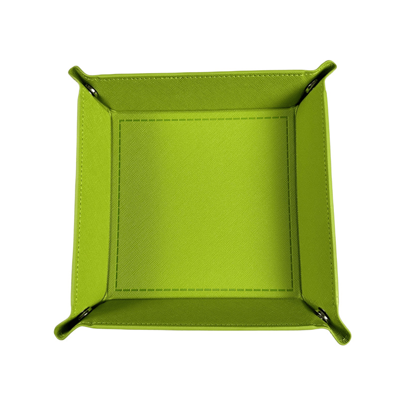 En stock pu palillos de cuero bandeja de cuatro esquinas plegable juego palillos bandeja de almacenamiento