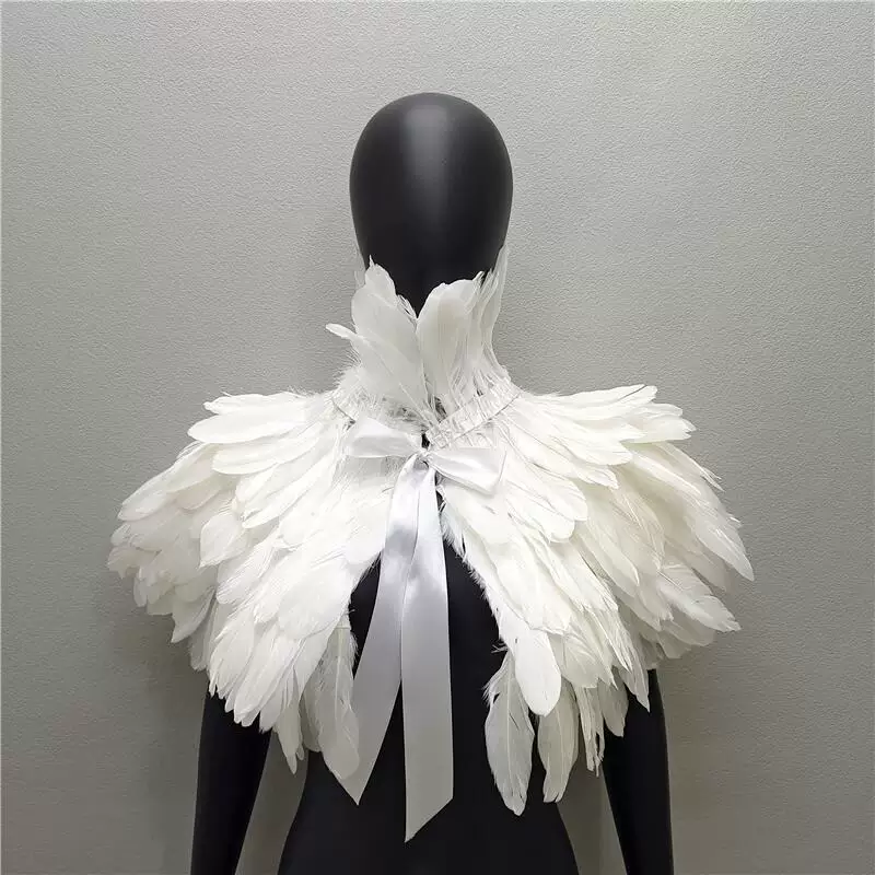 Feather Cape Collar, 120 cm, Multi‑color Costume Accessory (includes white goose feathers)