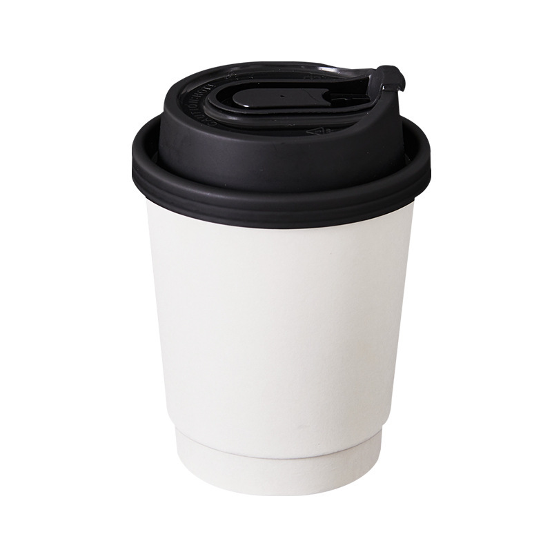 高档咖啡专用打包杯子防烫一次性纸杯带盖热饮豆浆茶杯|undefined