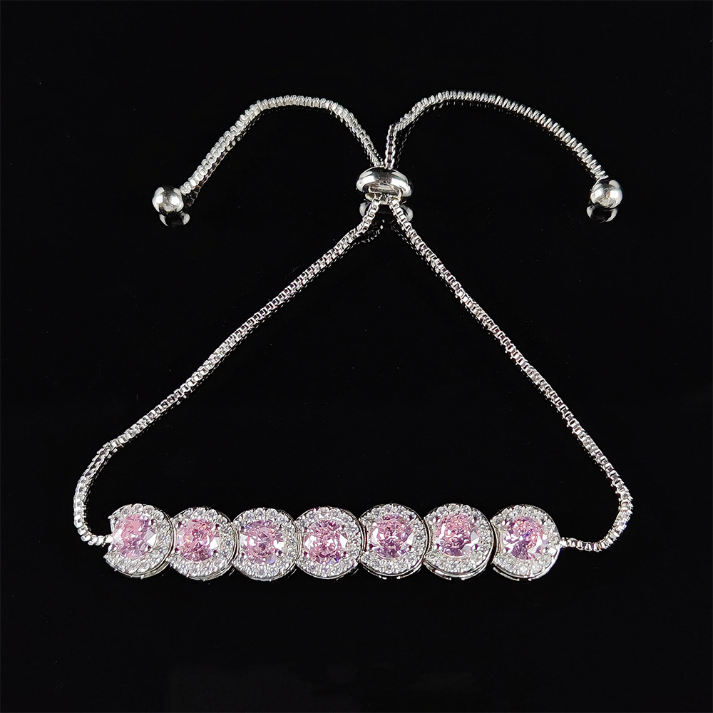 1 Pieza Moda Ronda Cristal Artificial Embutido Diamante Artificial Mujeres Pulsera display picture 2