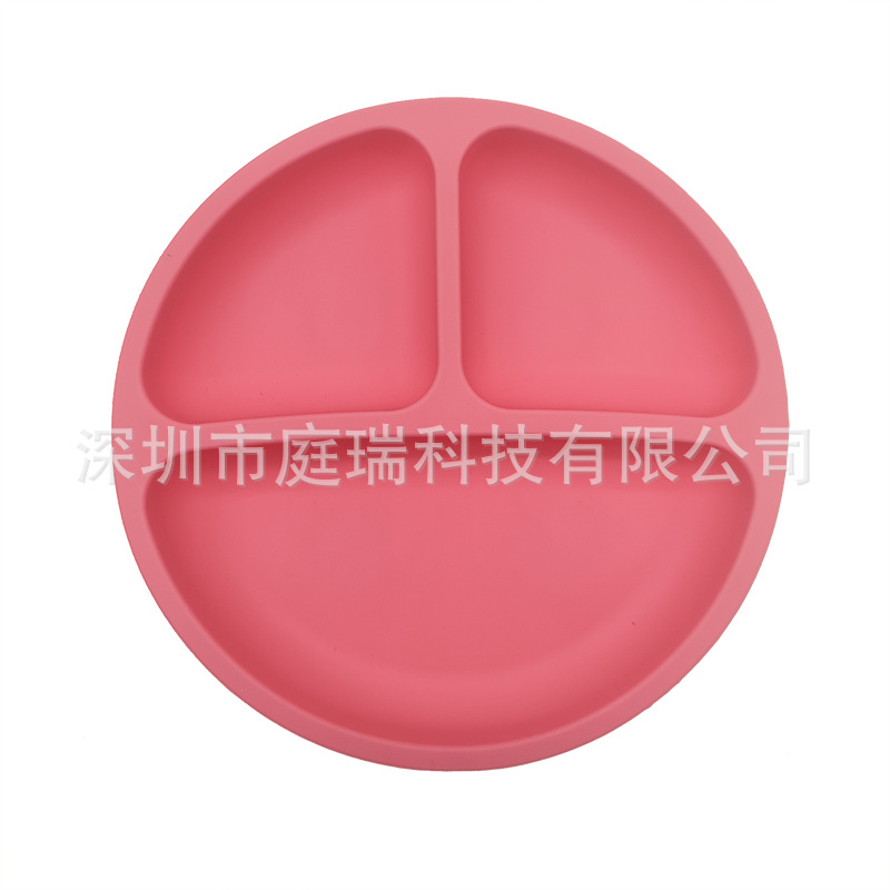 Silicona bebé cena placa redonda cara sonriente vajilla de silicona de los niños plato de cena de silicona suplemento de alimentos para bebés plato de cena del compartimiento