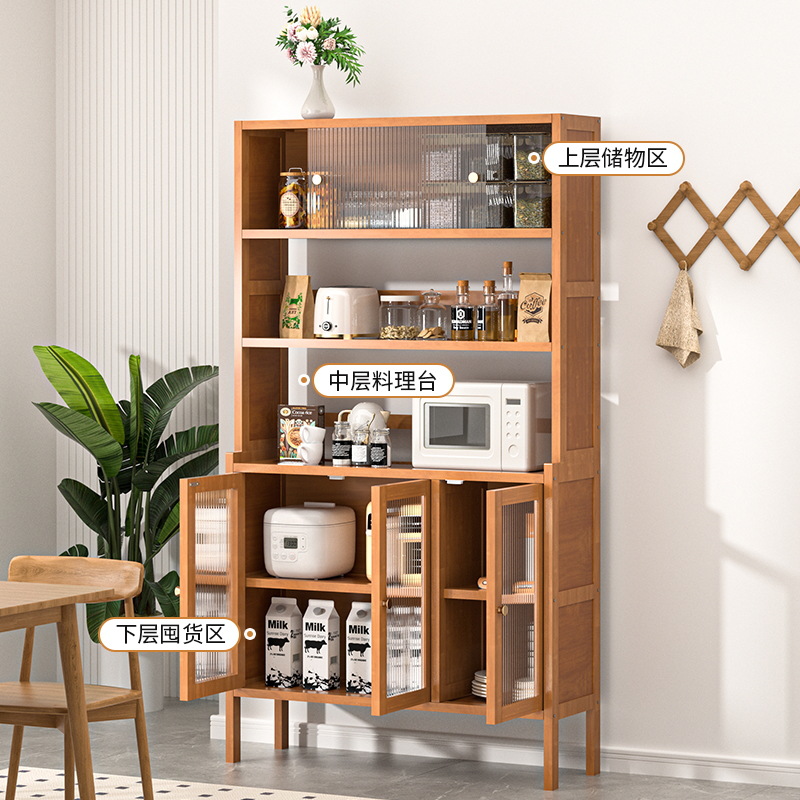 armario de comedor estante de cocina estante de condimento multifuncional horno de microondas piso estante de salón casero armario de almacenamiento multicapa