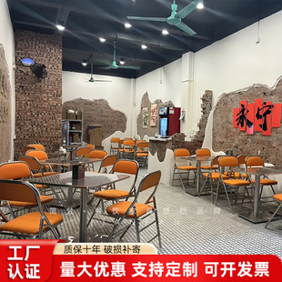 Internet Celebrity Tables and Chairs, Industrial Style Stainless Steel Table and Chair Combination, Barbecue Shop Food Stall, Korean Folding Table and Chairs for Catering and Commercial Use