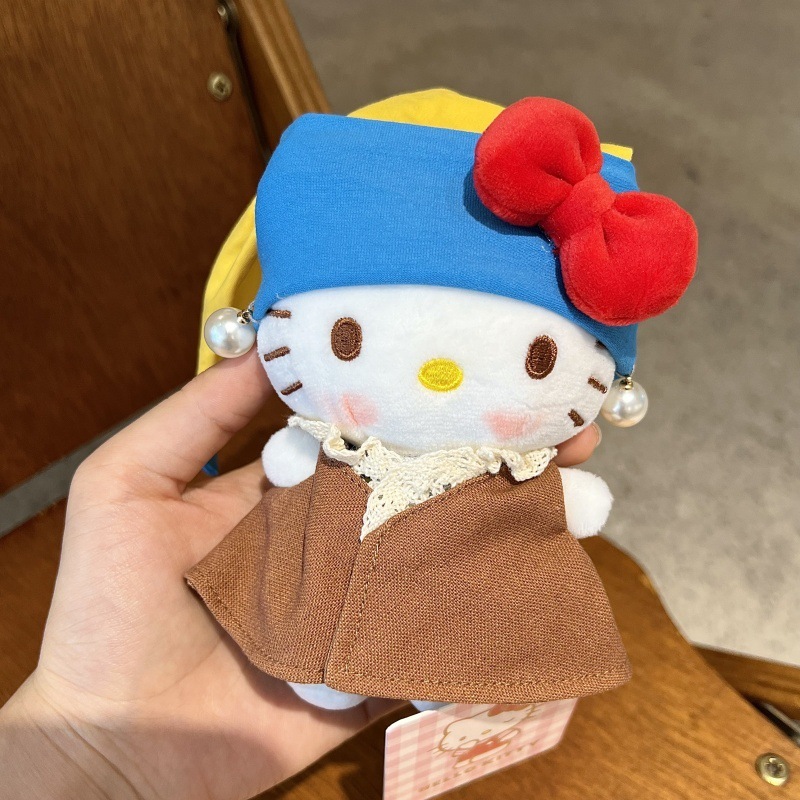 网红爆款正版HelloKitty钥匙扣diy戴珍珠耳环的少女套装kt包挂件|undefined