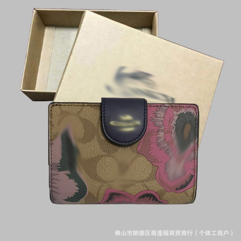 C家奥莱中长款钱包女包真皮对折拉链钱夹按扣证件夹零钱卡包礼盒|undefined
