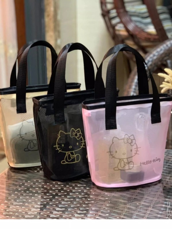 hellokitty手提包防水洗漱化妆品收纳包网纱手提袋大容量单肩包女|undefined