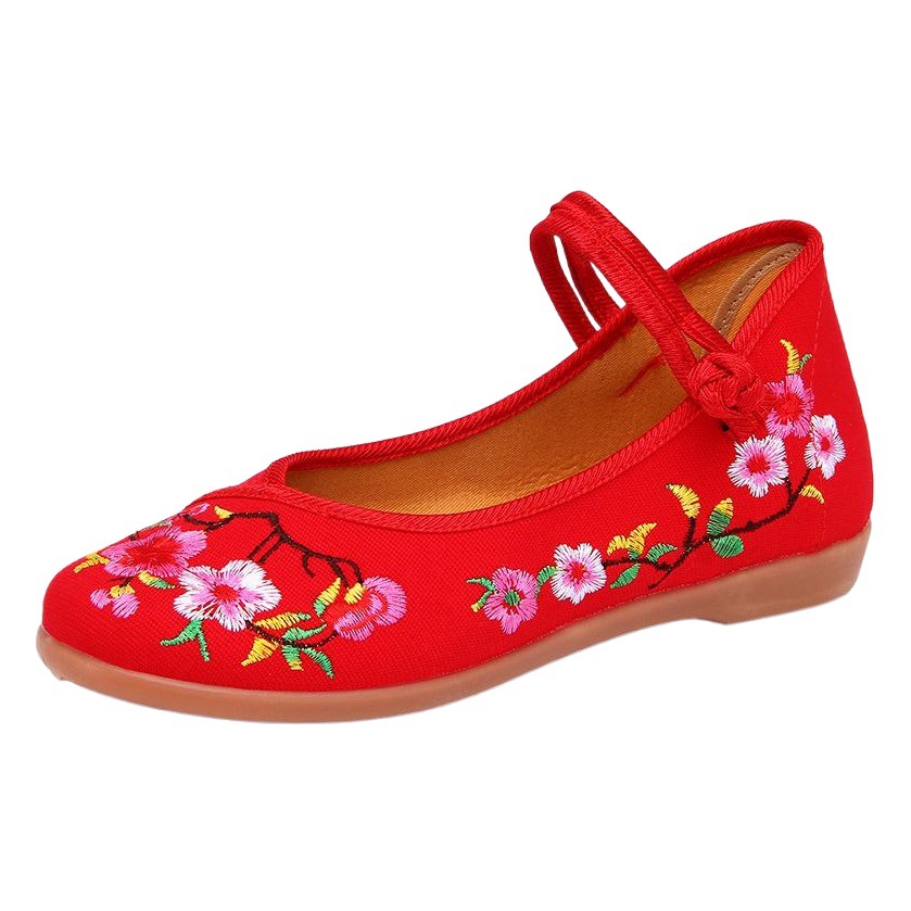 Zapatos de tela de Pekín antiguos para mujer de primavera y otoño, zapatos planos de estilo antiguo Hanfu con suela de tendón de res, nuevos zapatos bordados de estilo chino de media caña, zapatos para mamá.