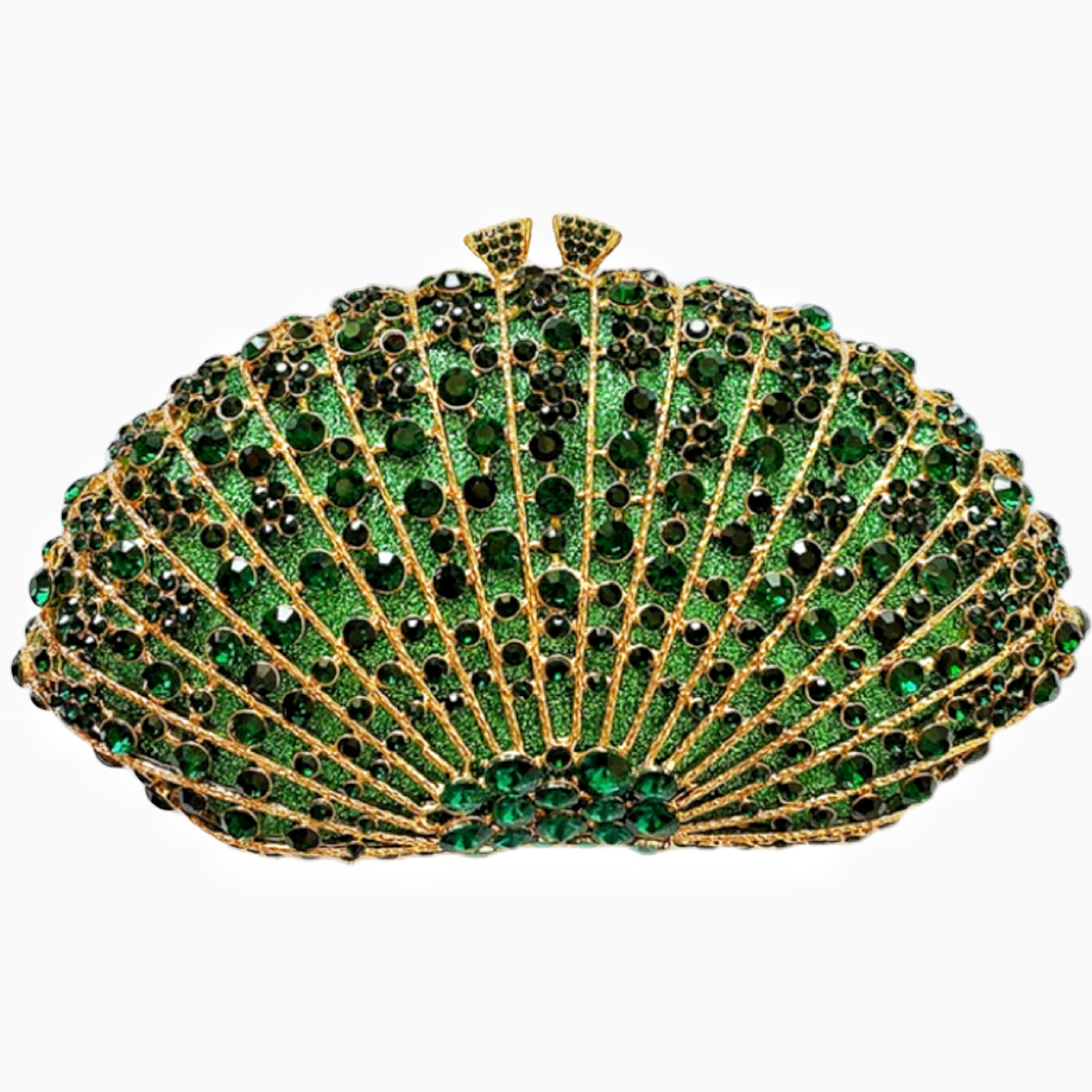 Bolsa de cena con diamantes en forma de ventilador transfronteriza bolsas de diamantes metálicas huecas bolsas de fiesta celebridades europeas y americanas reuniones anuales bolsas de mano de mujeres púrpura oscuro