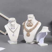 轻奢珠宝人像脖子绒布项链展示架 柜台模特套装组合吊坠架首饰架