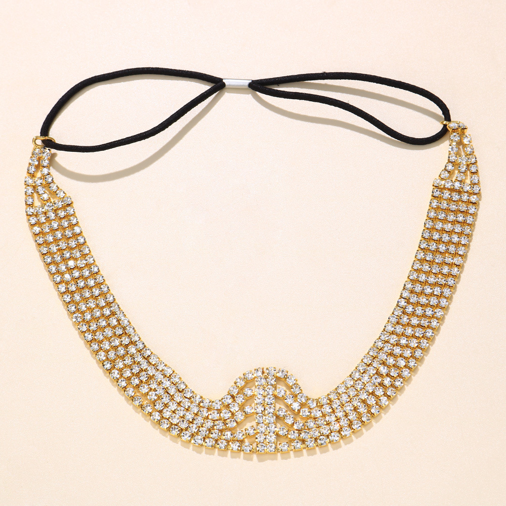 Europa y América transfronteriza nueva simple nupcial rhinestone pelo banda tocado mujeres elástico multi-capa rhinestone diadema