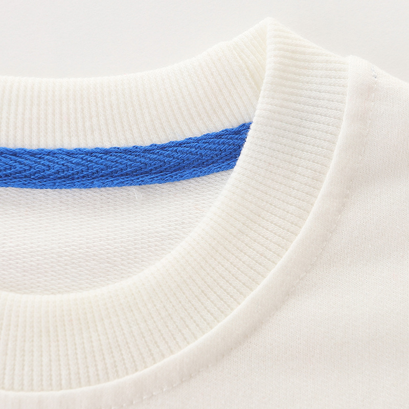 Primavera y otoño nueva ropa para niños sudaderas estilo europeo y americano dibujos animados para niños cuello redondo camisas de fondo moda empalme manga sudaderas para niños