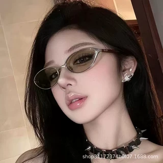 gm墨镜女26新款欧美潮流椭圆小框高级感窄框太阳眼镜老钱风太阳镜
