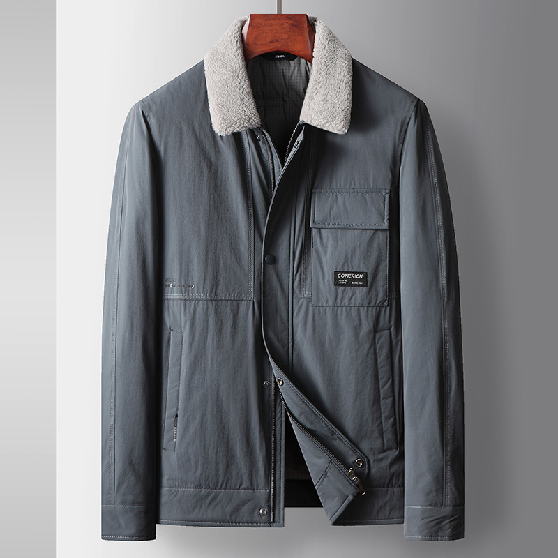 Herren Herbst Winter Weiße Ente Warme Und Abnehmbare Kragen Arbeitskleidung Daunen Jugend Freizeitjacke_voghion.com