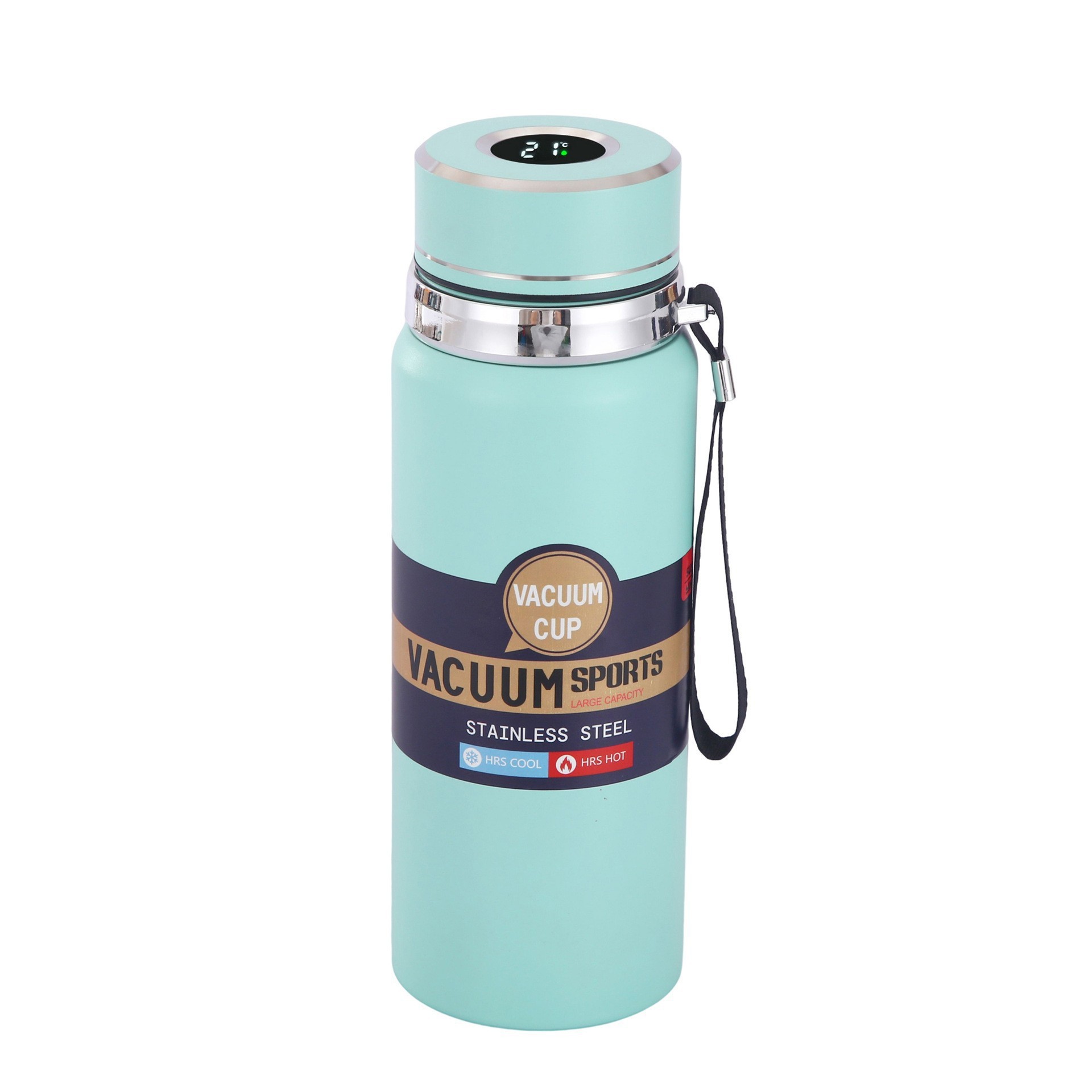 Pantalla de temperatura de gran capacidad cuerda de acero inoxidable termo de vacío taza hombres y mujeres portátil deportes al aire libre taza de agua olla de viaje al por mayor
