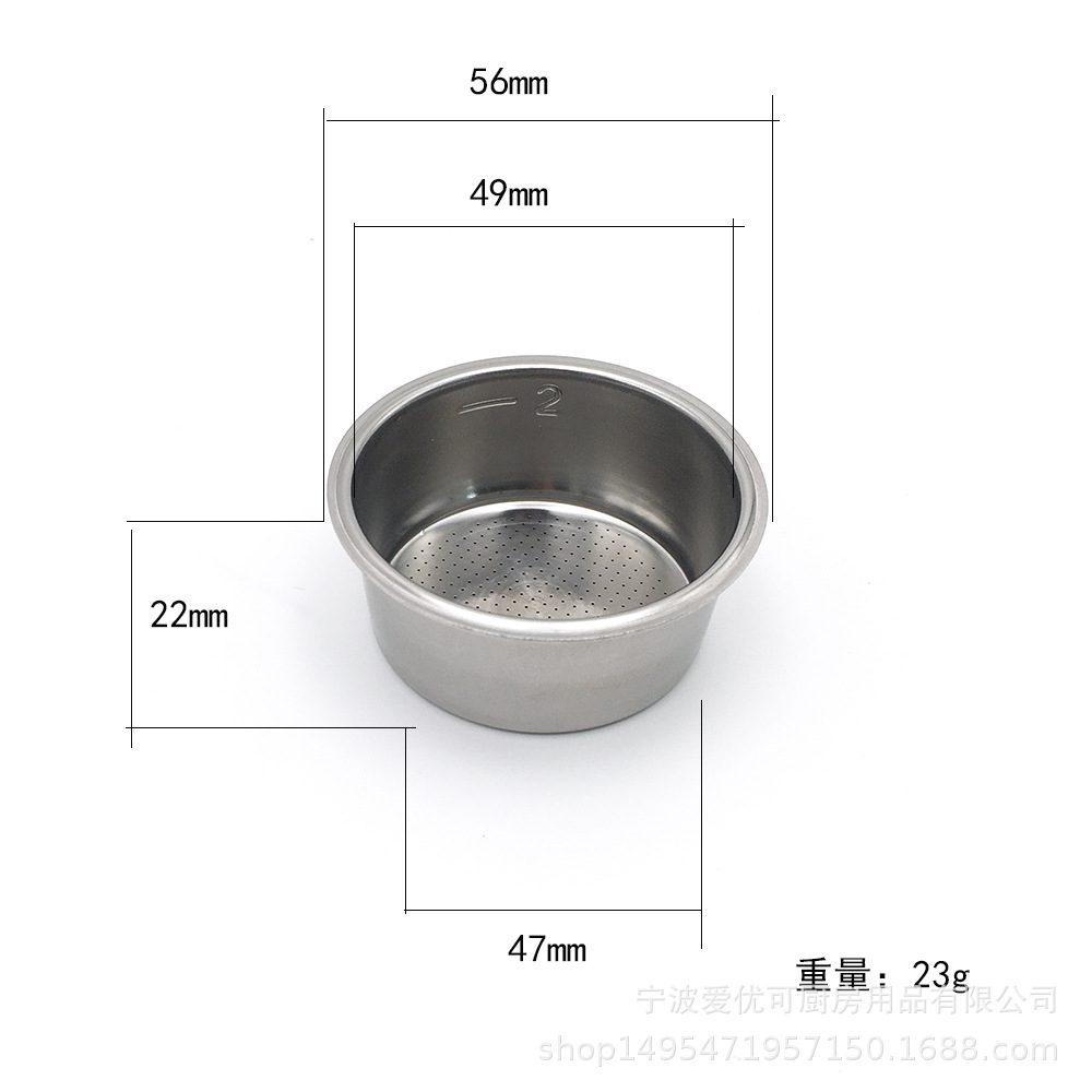 51MM máquina de café de alta presión Doble Taza 2 Taza colador poroso sin presión Americano tanque de polvo de una sola capa de acero inoxidable tazón de polvo
