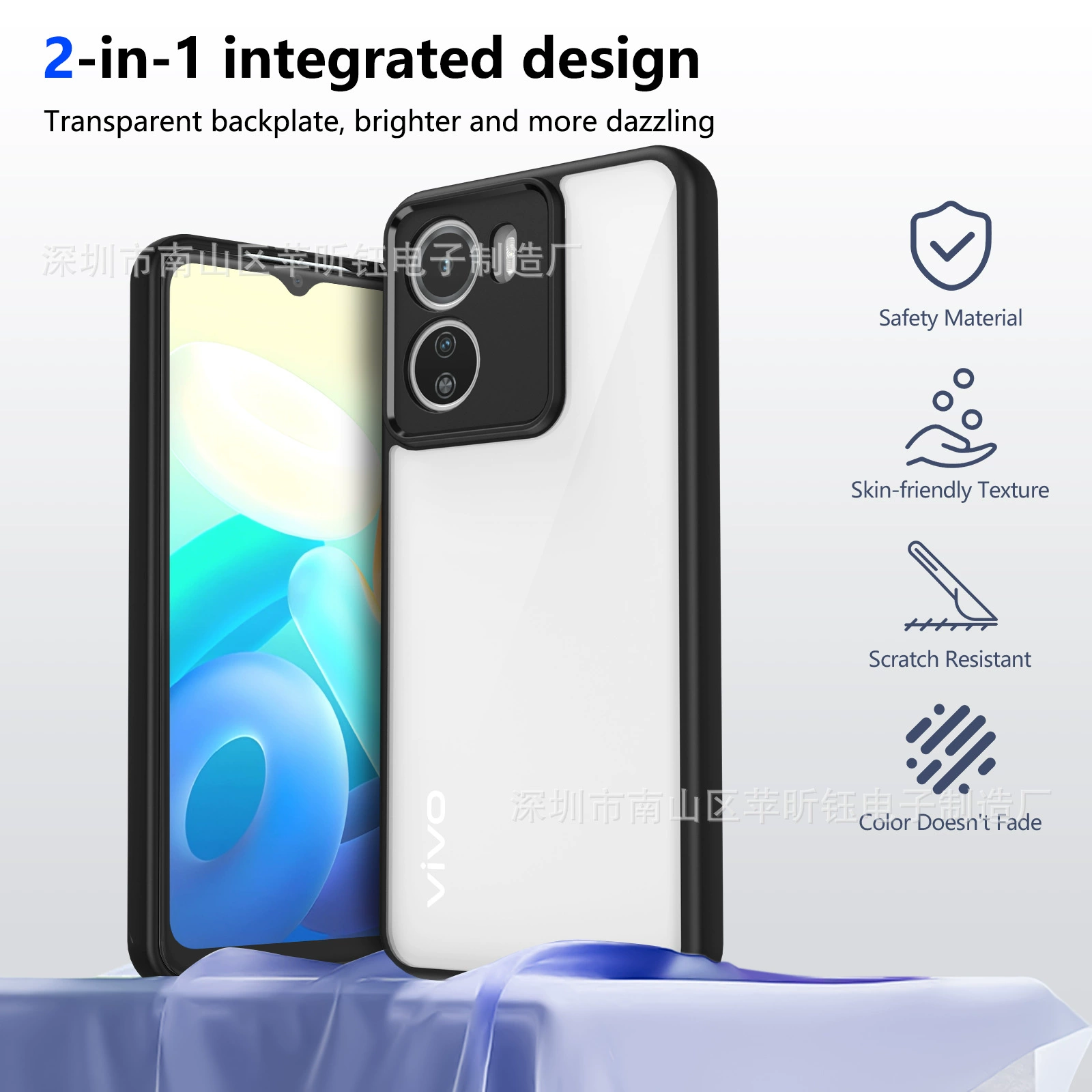 Vivo, совместимый акриловый прозрачный чехол для телефона, защитный чехол, Amazon, защита при падениях