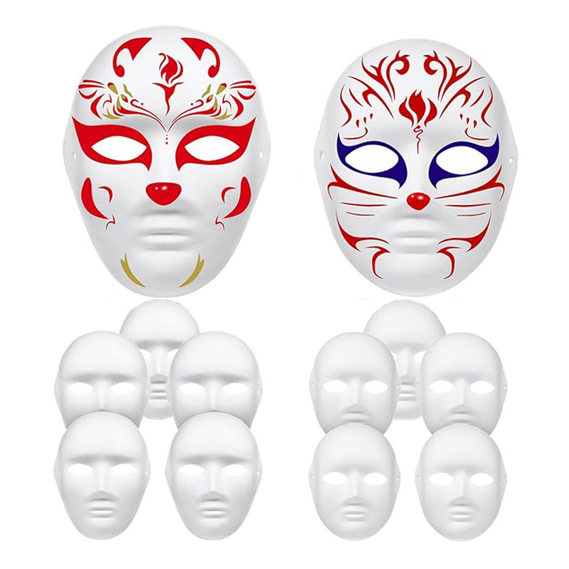Ópera de Pekín máscara de Facebook DIY máscara de pulpa de embrión blanco máscara de graffiti para niños accesorios hechos a mano para hombres y mujeres