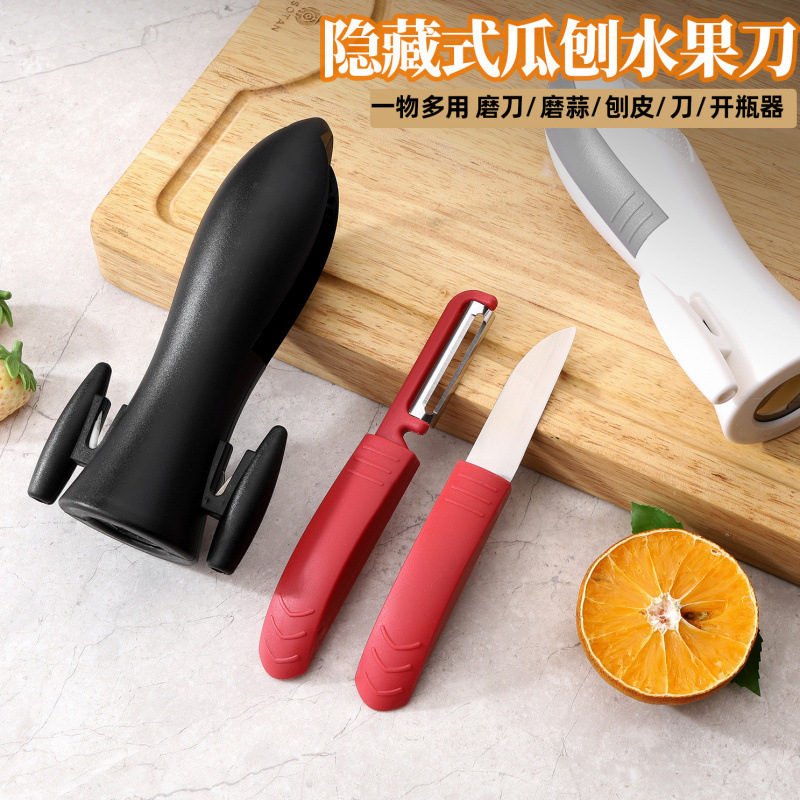 afilador multifuncional 5 - en - 1 cuchillo de corte de frutas doméstico abrazador de botellas de limpieza de barro afilador piedra