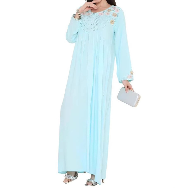 2026 New Pure Blue Jalabiya Cross-Border