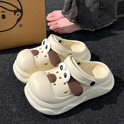 Летние мультяшные милые тапочки в стиле Crocs на платформе, ультрамягкие пляжные мюли, женские тапочки, подходят для носки на улице, материал
