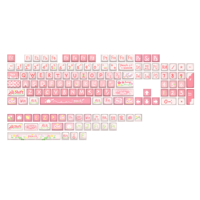 Teclas de perfil XDA de material PBT, totalmente sublimadas, estilo máquina rojo y blanco, juego completo de teclas universales para teclado mecánico.