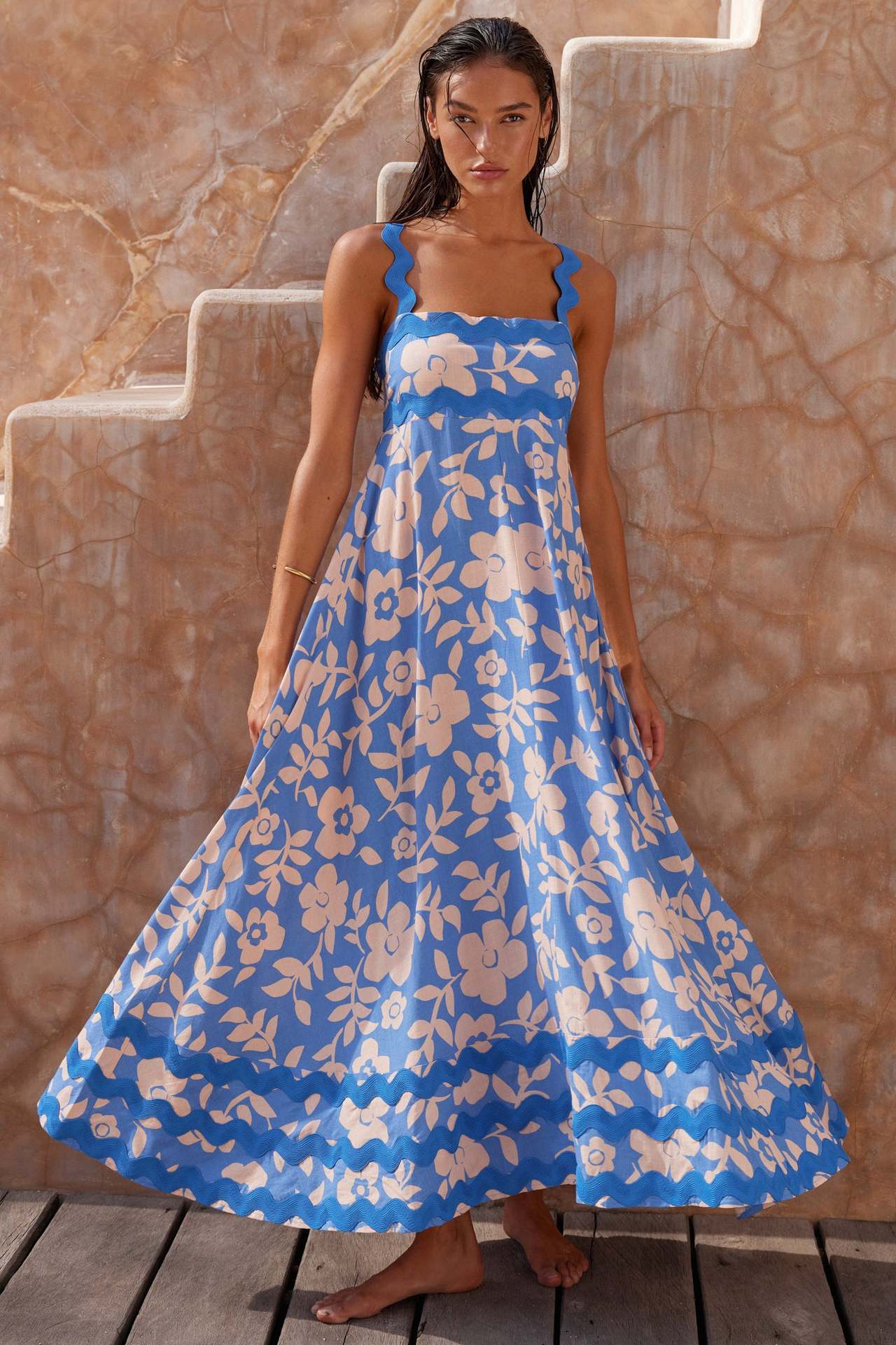 371g Weight Maxi Long Dress Dress Length Type Sleeveless Sleeve Length Regular Dress Dresses Type Polyester Fabric Type High Waist Waist Line Holiday, Travel Occasion Square Neck Neckline Regular Fit Fit Type Flower Pattern Summer, Spring Season Women's Gender Printing Design Vintage Style, Bohemian Style Wholesale Women's Vintage Style Bohemian Printing Flower Holiday Travel Square Neck Sleeveless Regular Dress 5