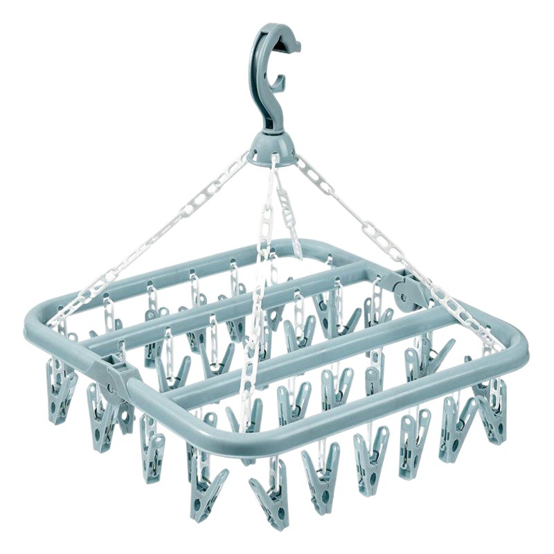 Percha 32 clip plegable para el hogar sin costuras antideslizante tendedero multifuncional tendedero de secado de plástico a prueba de viento colgador calcetines clip