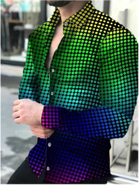 Ropa de hombre europea y americana de comercio exterior nueva personalidad casual de otoño camisa impresa de manga larga de los hombres de moda más camisa de tamaño