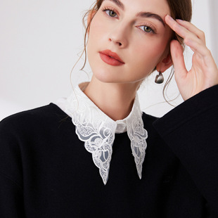 2024 Light Luxury High-End Butterfly Embroidered Pointed Collar Fake Collar Autumn and Winter with Sweater Inner Shirt Collar Cross-Border Wholesale